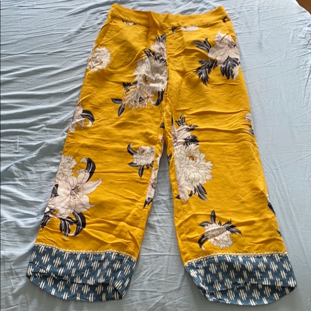 Loft Printed Palazzo Capri Pants XSP